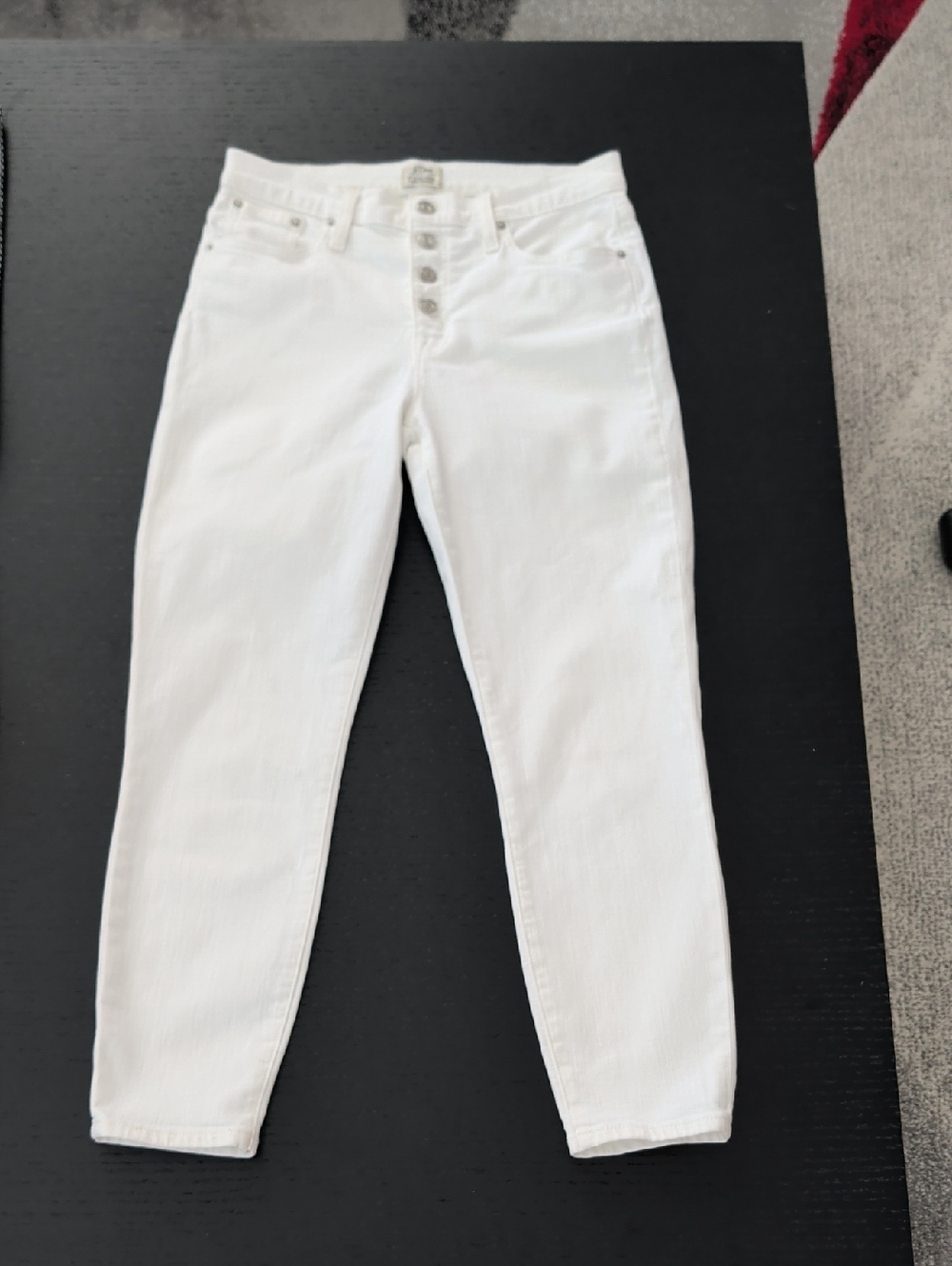 Like New J. Crew Button Fly High Rise Toothpick White Jeans 29 Inseam 25.5"